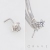 MULTI CZ CELESTIAL CRESCENT MOON AND STARS 316L SURGICAL STEEL L-SHAPE NOSE RING